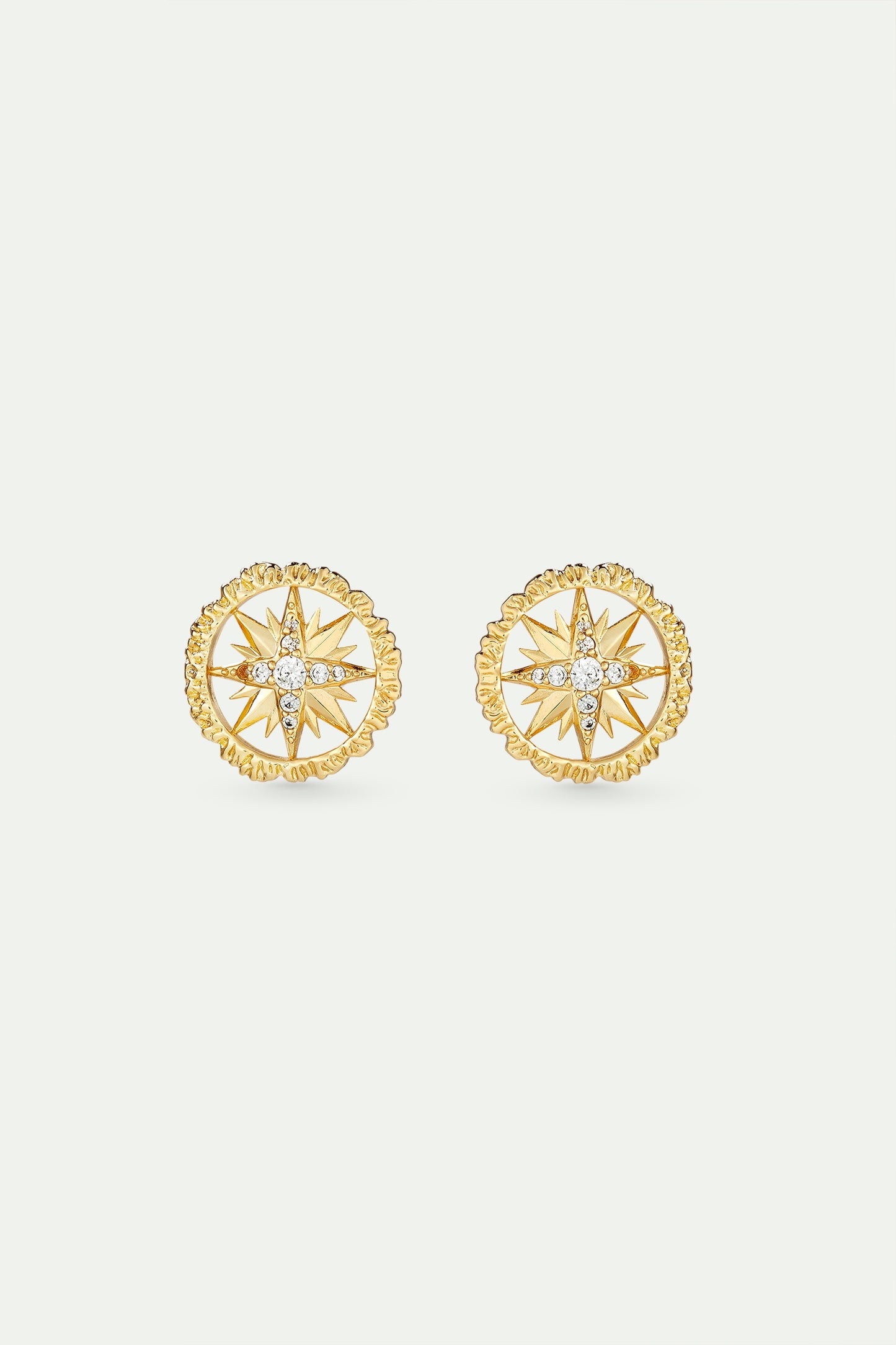 Golden Compass Rose Post Earring