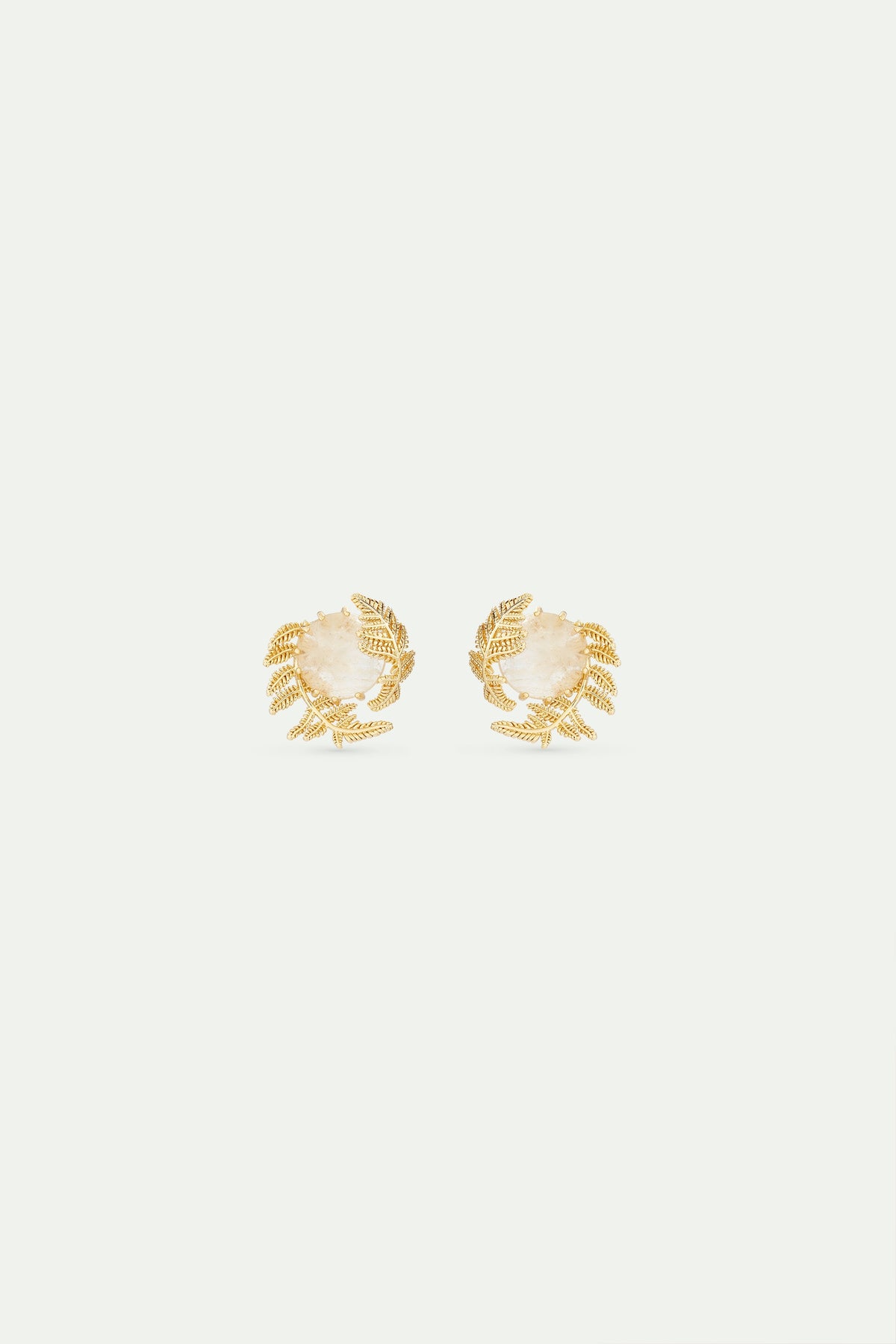 Round Rock Crystal And Golden Fern Earrings | AVSE1181