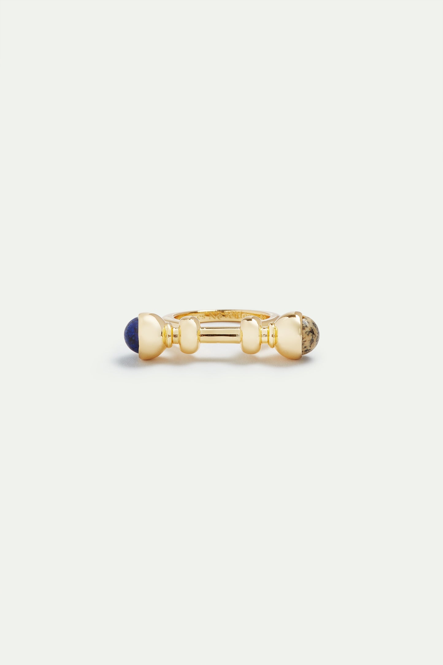 Golden Ring With Lapis Lazuli And Jasper Beads | AVSE6101