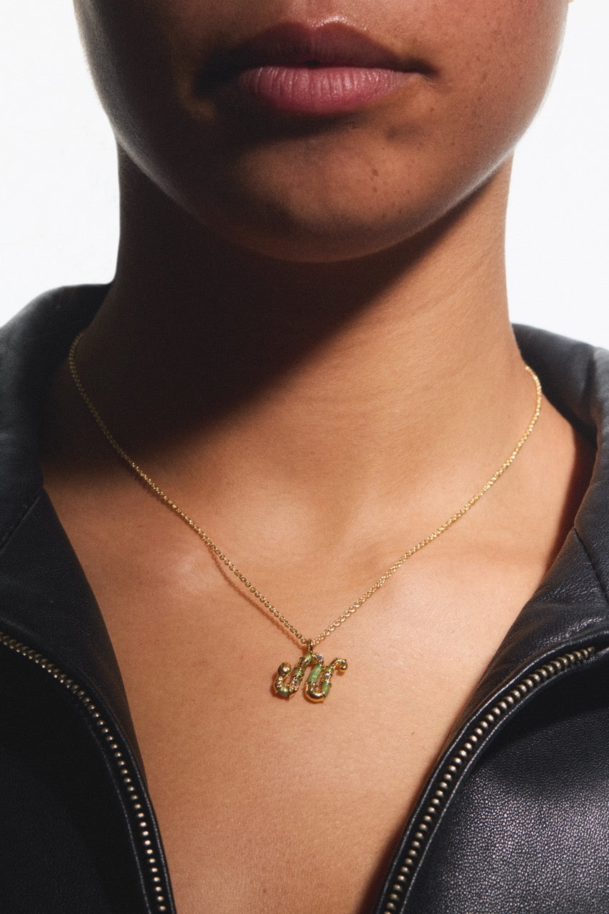 Green Snake Pendant Necklace | avsn3011