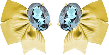 Gold Ribbon And Blue Oval Cut Stone Earrings | avth1041