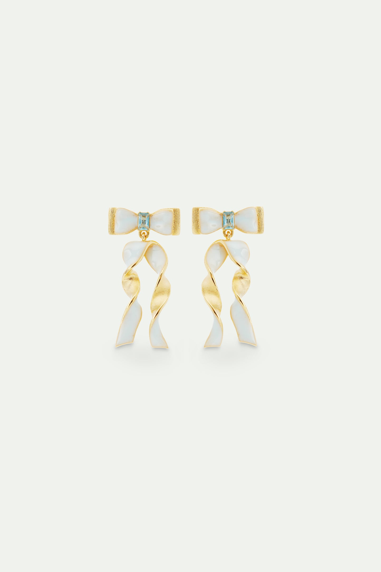 Blue And Gold Ribbon And Blue Cut Stone Earrings | avth1051