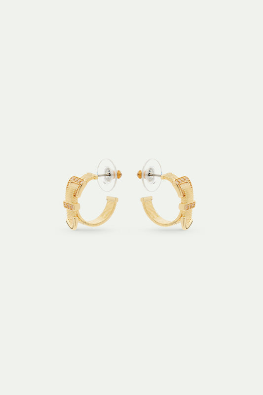 Gold-Plated Brass Belt And Crystal Hoop Earrings | avth1071