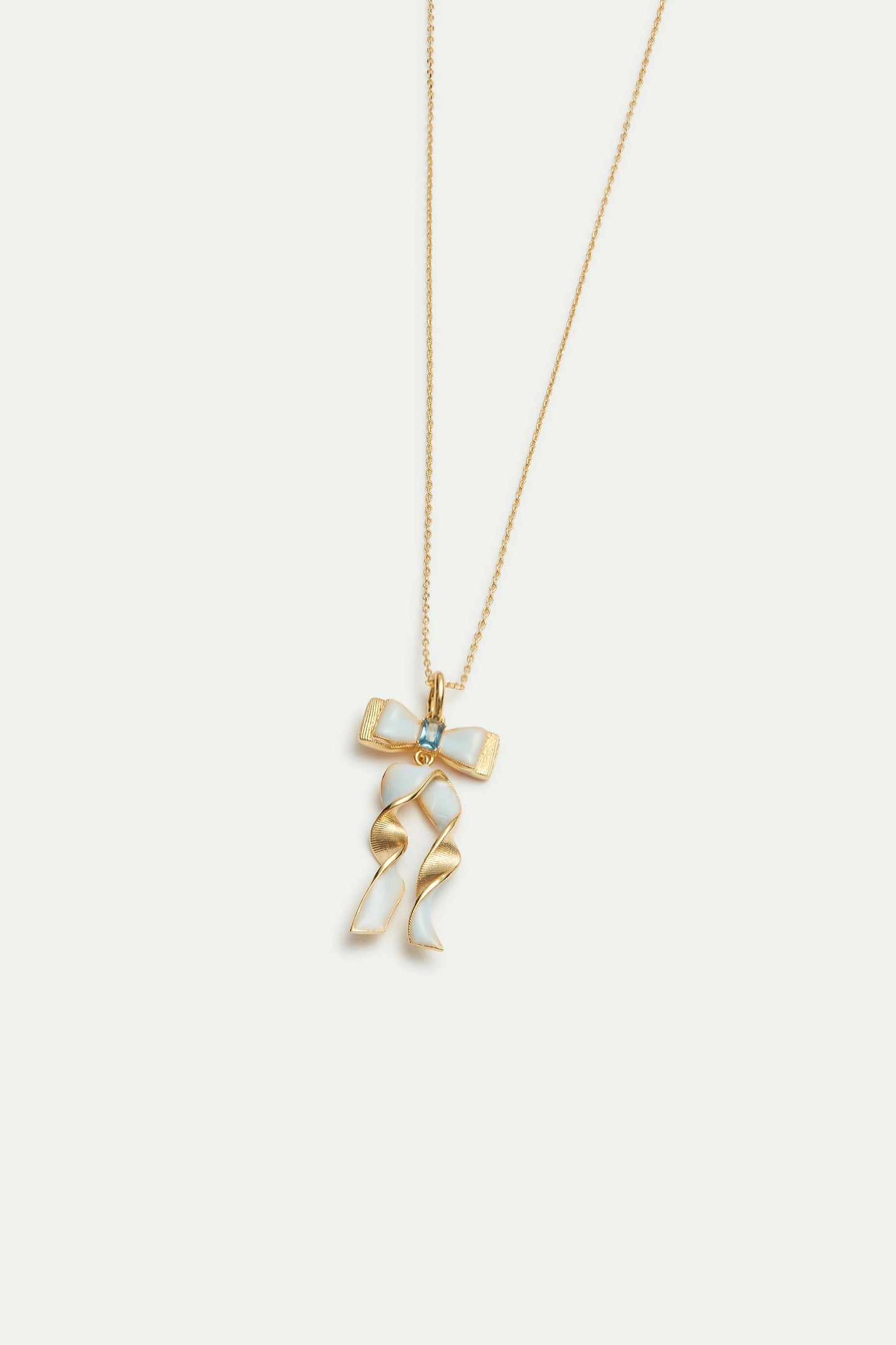 Blue And Gold Ribbon With Blue Cut Stone Necklace | avth3011