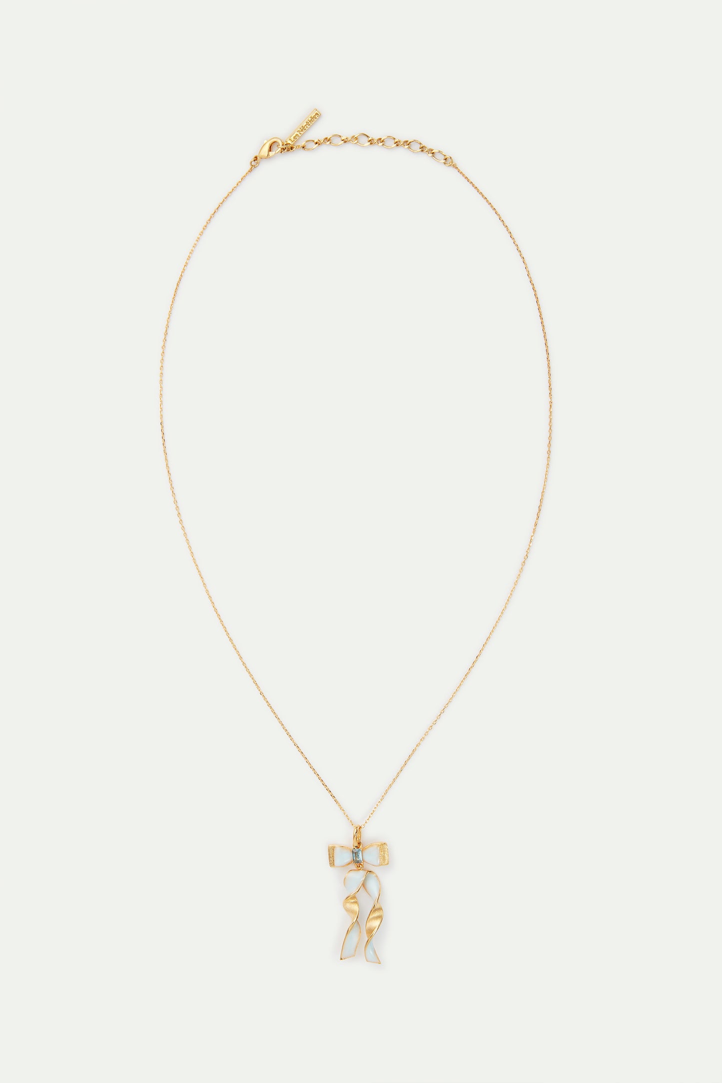 Blue And Gold Ribbon With Blue Cut Stone Necklace | avth3011