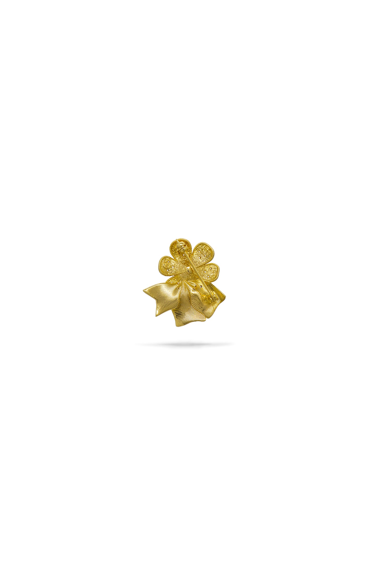 Gold-Plated Brass Flower Brooch And Artificial Pearl | avth5011