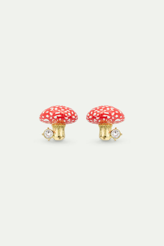 Gold And Red Mushroom Post Earrings