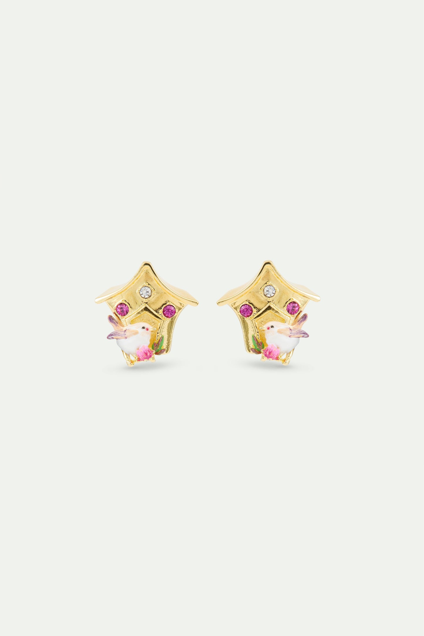 Birdhouse Earrings With Pink Crystals | AWBB1091