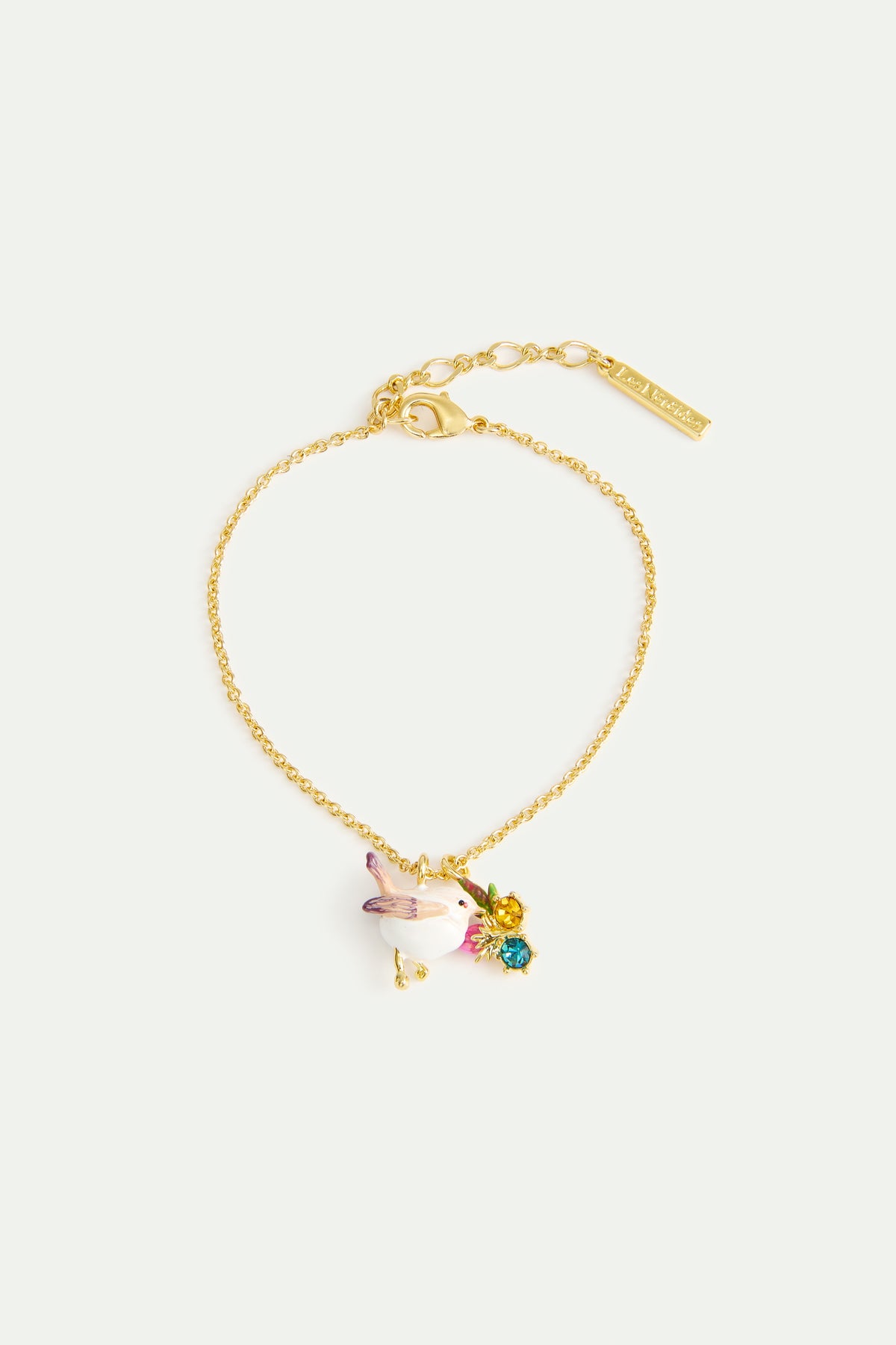 Snow Bunting & Rosebud Pendant Bracelet | AWBB2011