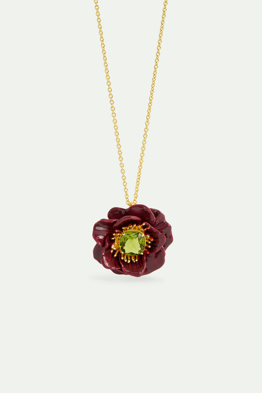Burgundy Anemone Pendant Necklace