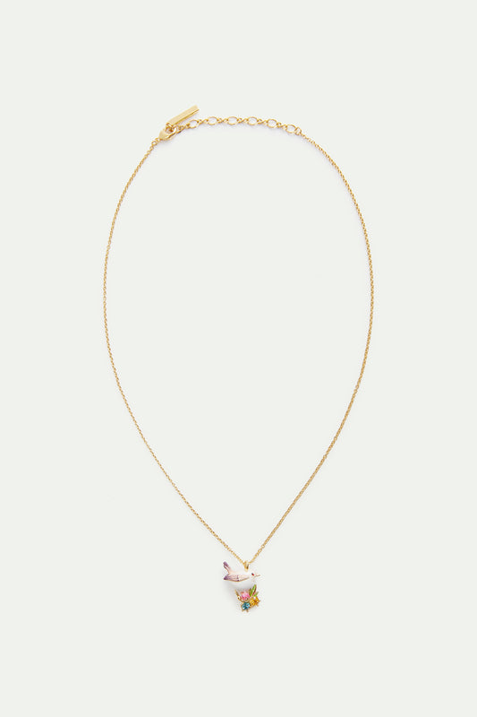 Snow Bunting & Rosebud Necklace