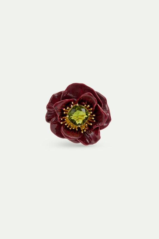 Burgundy Anemone Brooch