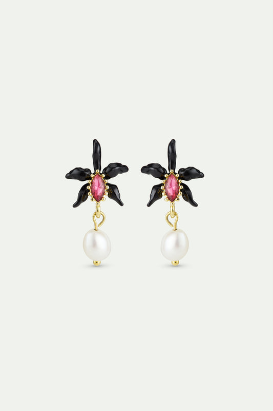 Dangle Black Orchid Earrings