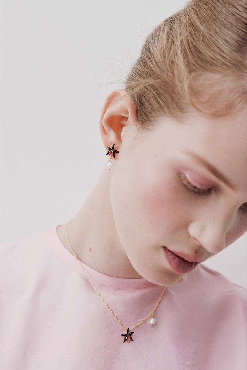 Dangle Black Orchid Earrings | AWCC1011