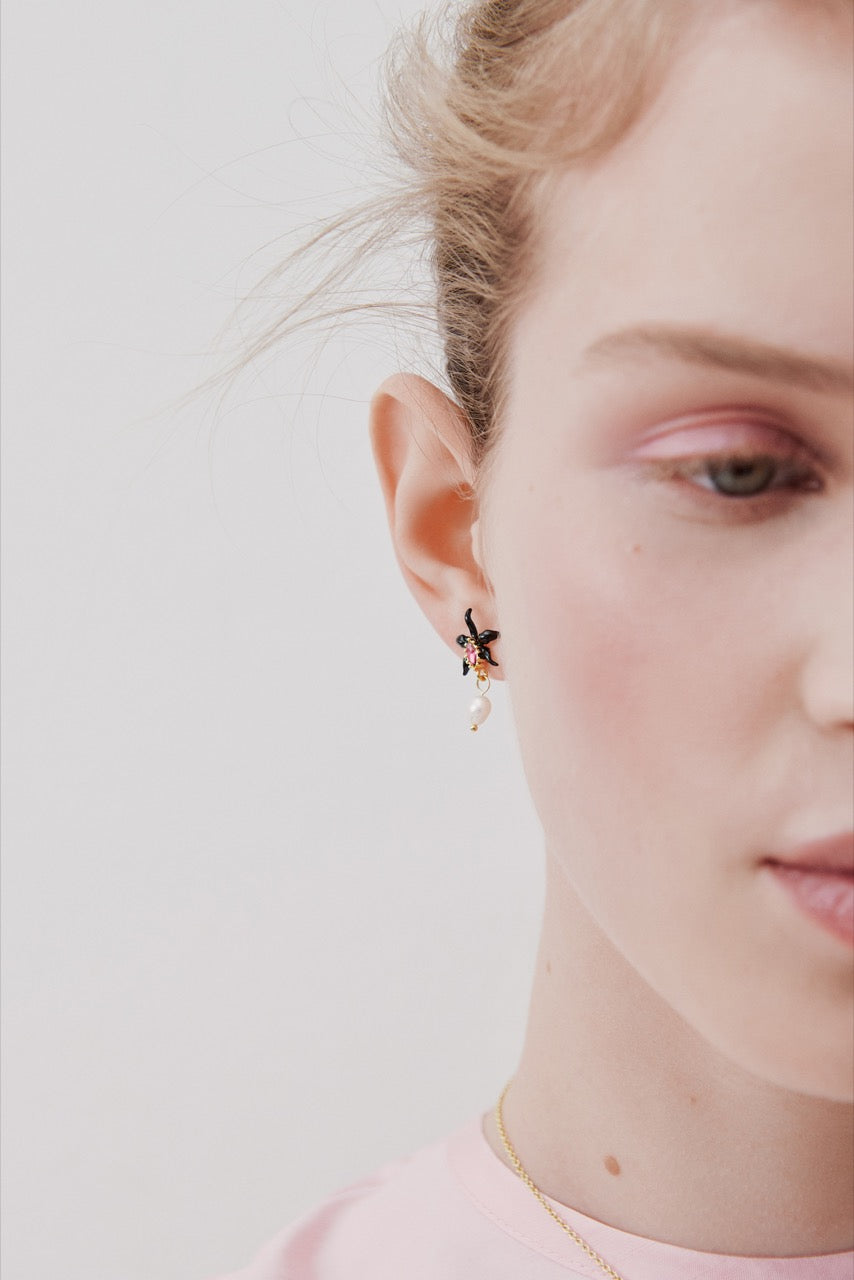Dangle Black Orchid Earrings | AWCC1011