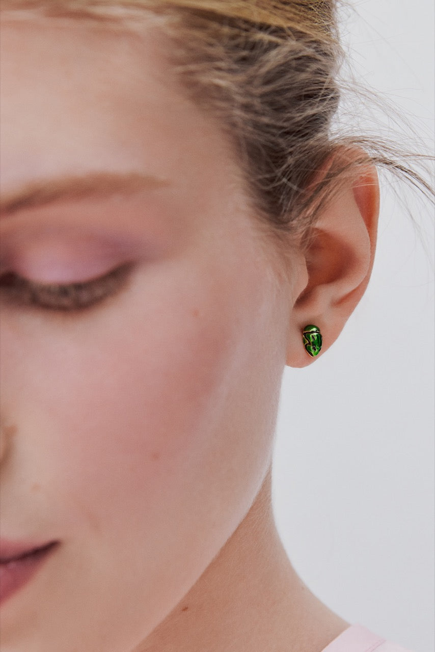 Green Rose Chafer Post Earrings | AWCC1021