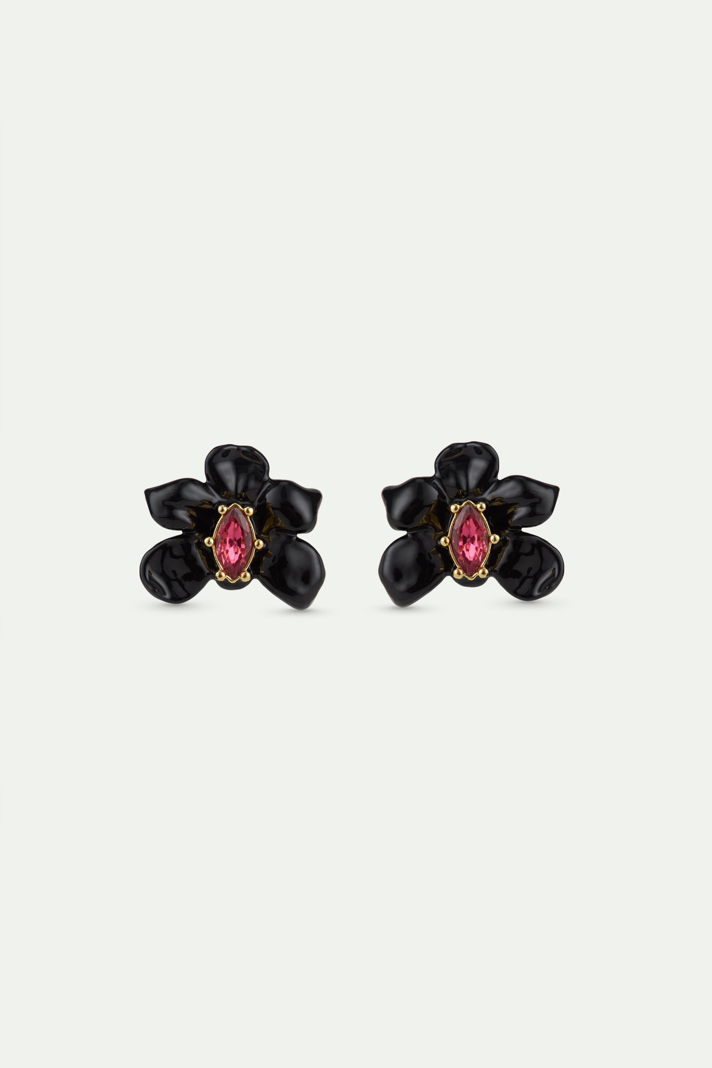 Post Black Orchid & Pink Crystal Earrings | AWCC1031