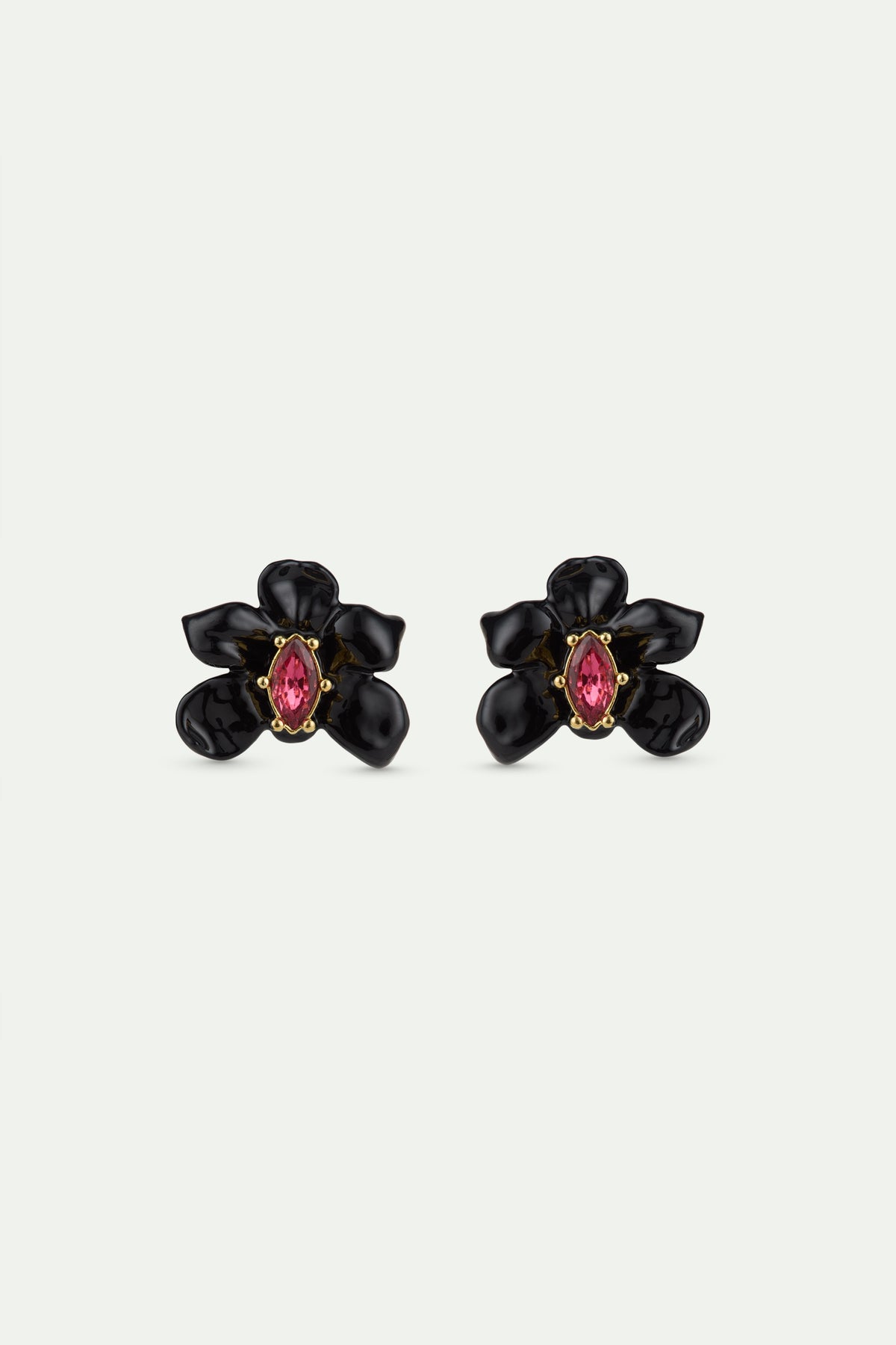 Post Black Orchid & Pink Crystal Earrings | AWCC1031