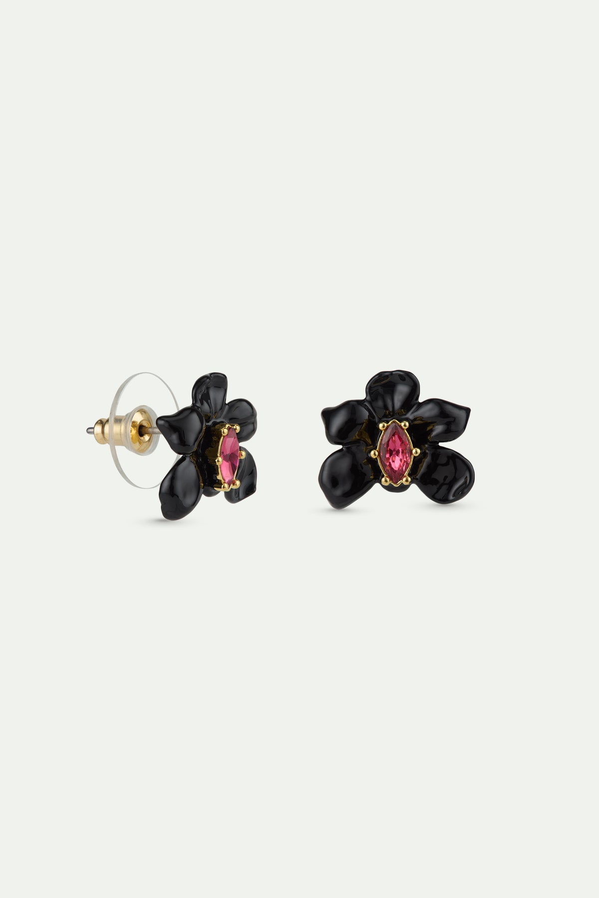 Post Black Orchid & Pink Crystal Earrings | AWCC1031