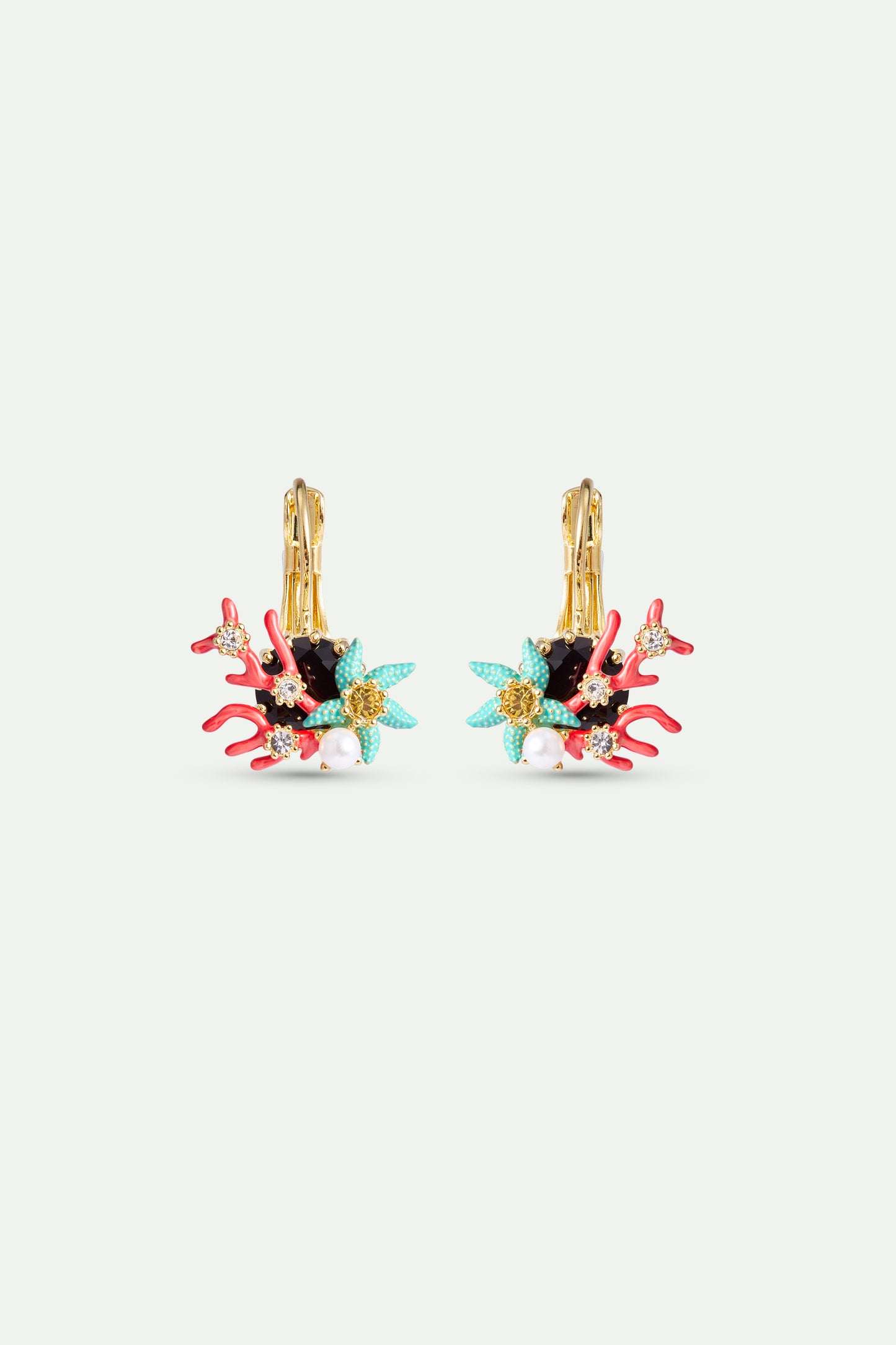 Sleeper Round Black Stone Earrings