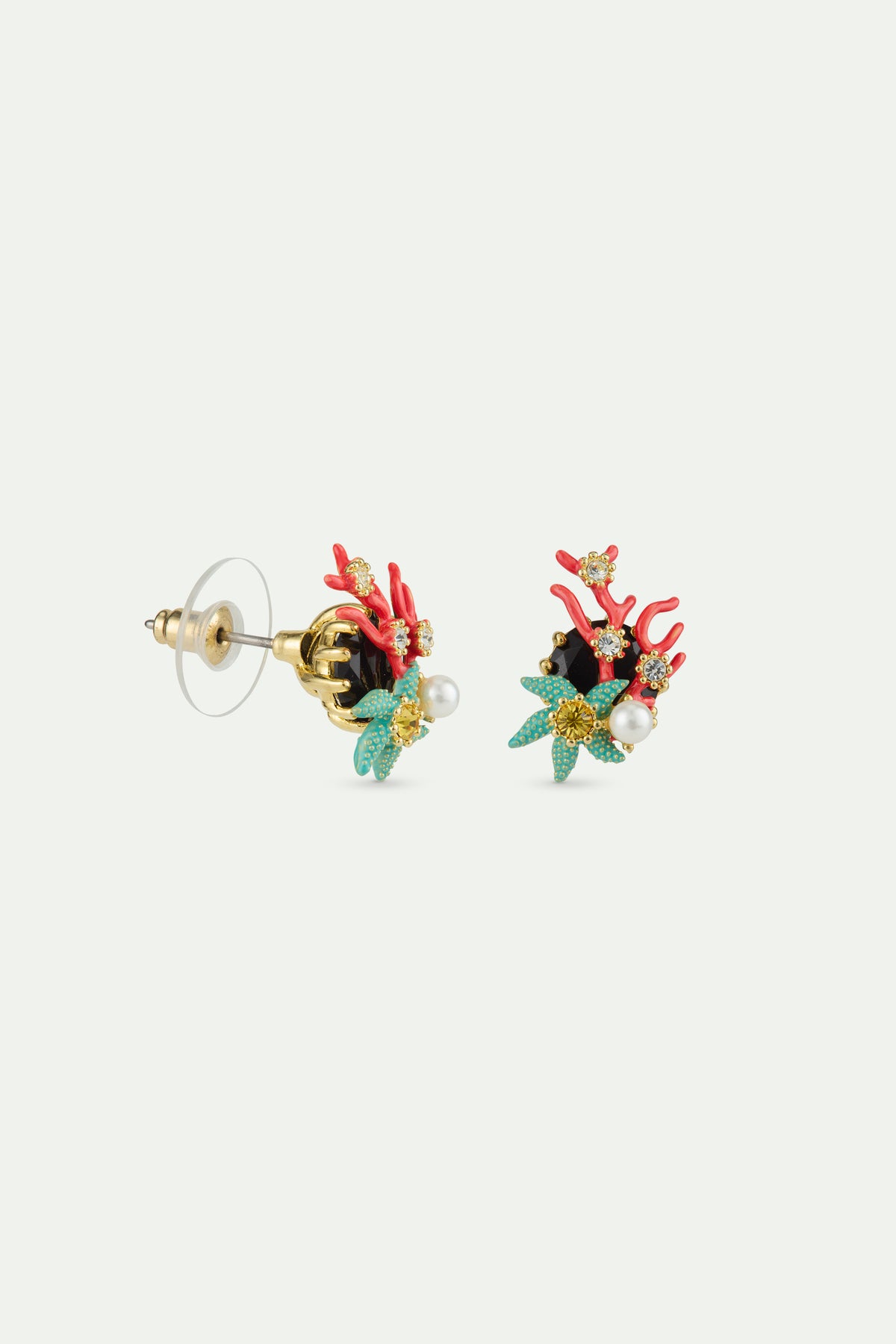 Sleeper Round Black Stone Earrings | AWCC1041
