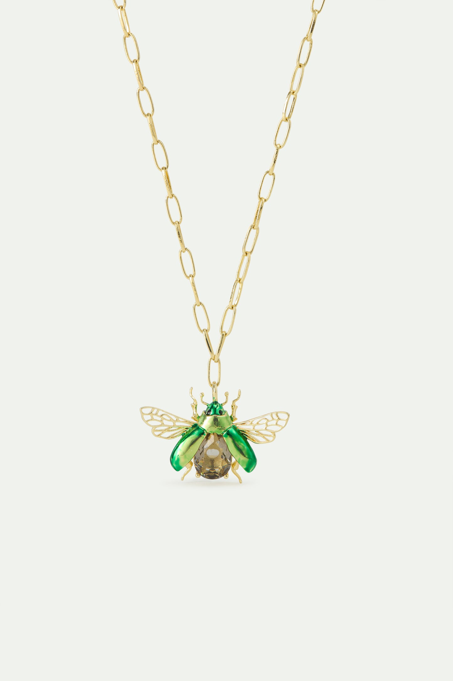 Flying Green Rose Chafer Black Stone Pendant | AWCC3041