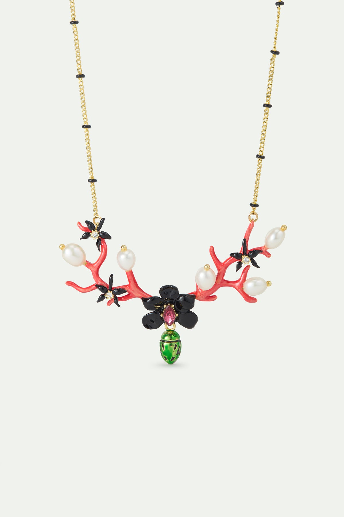 Statement Black Orchid Necklace | AWCC3051