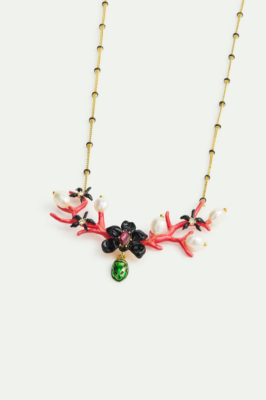 Statement Black Orchid Necklace