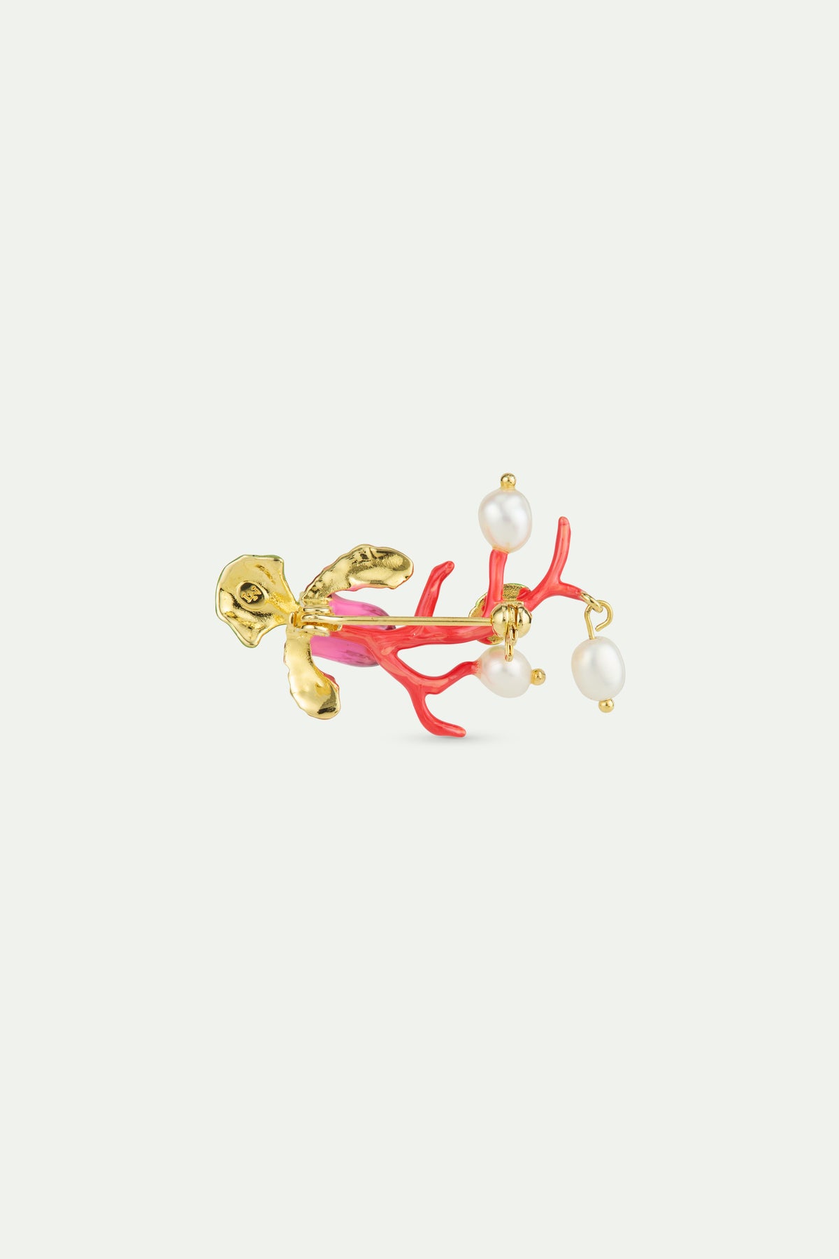 Purple Lady'S Slipper Orchid Brooch Red Coral | AWCC5021