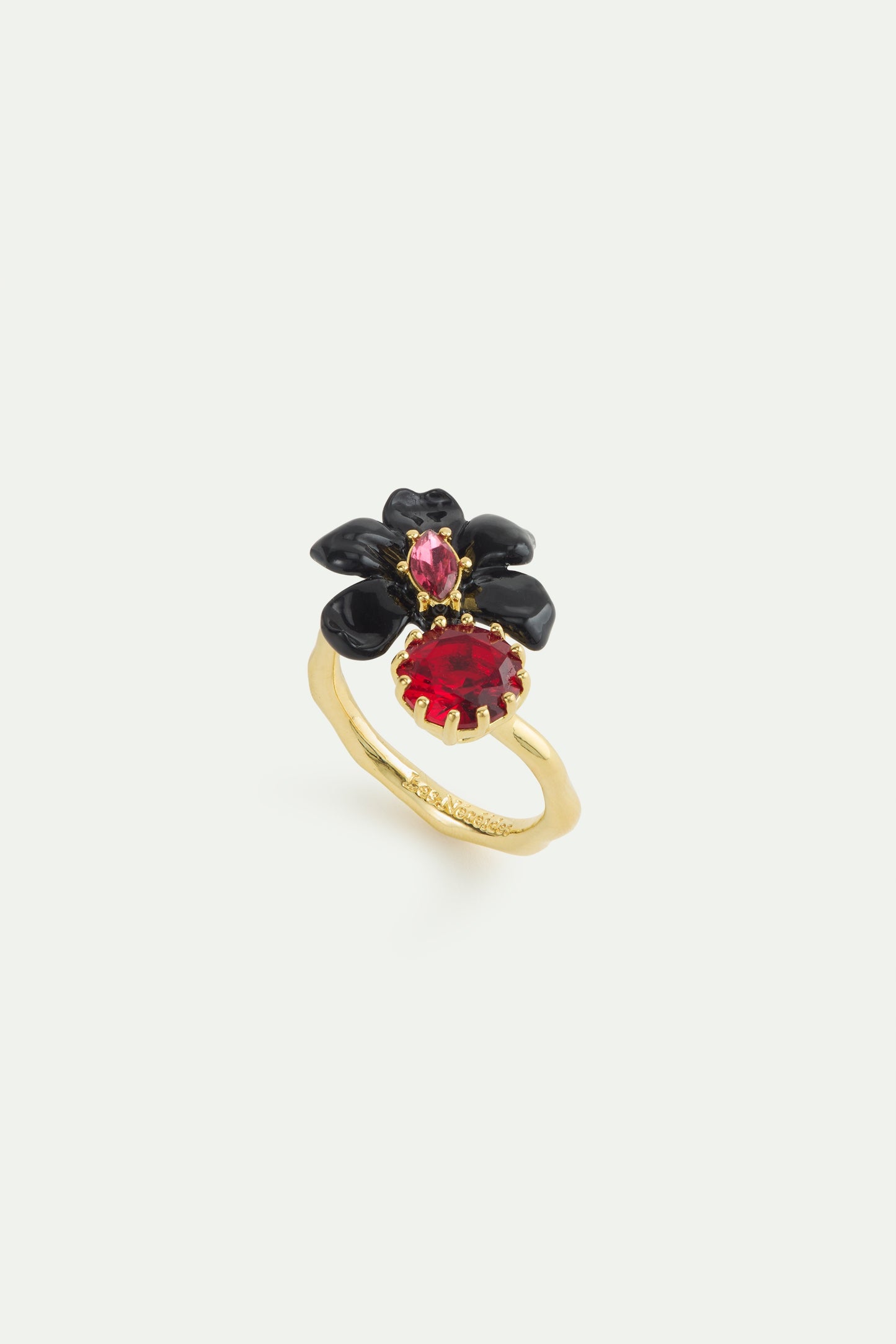 Black Orchid Pink Crystal & Red Crystal Ring