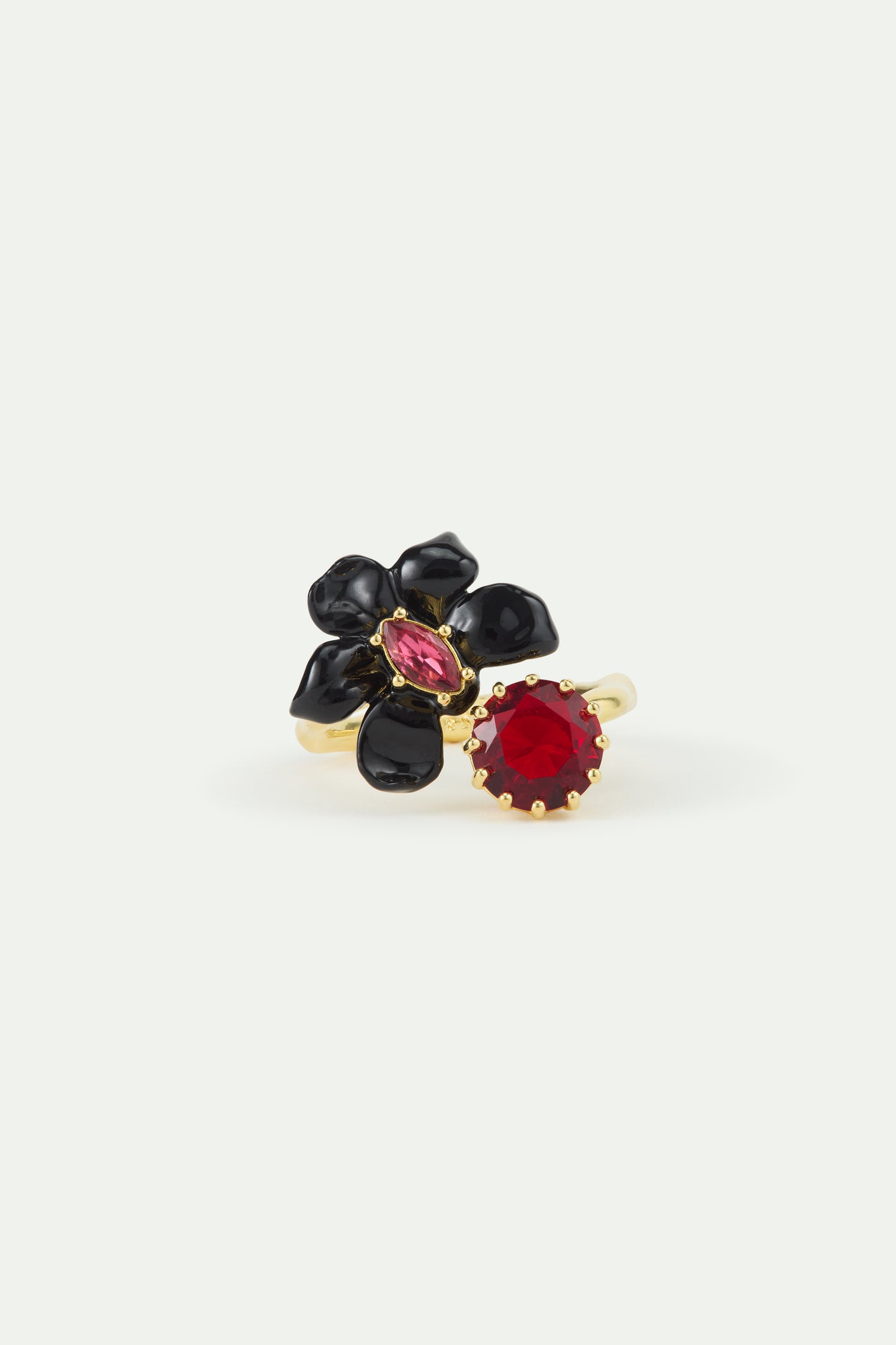 Black Orchid Pink Crystal & Red Crystal Ring