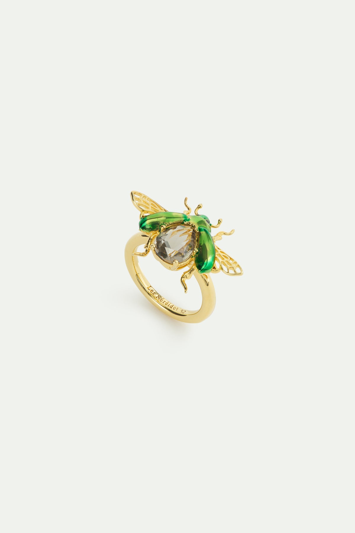 Flying Green Rose Chafer & Black Stone Ring | AWCC6031