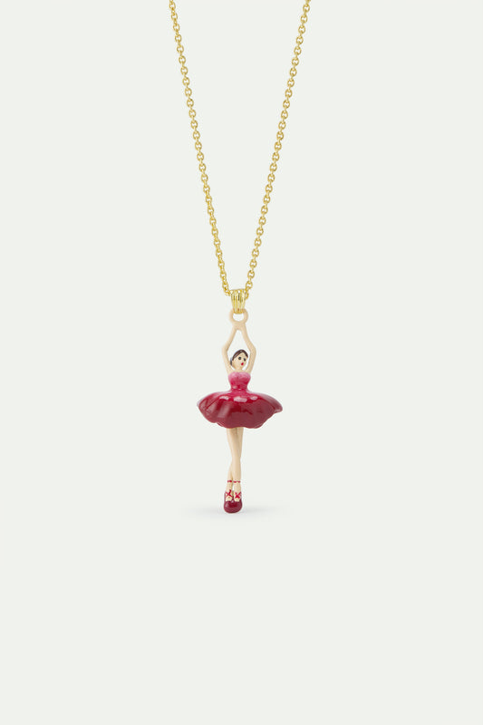 Ballerina With Pink Gradient Tutu Pendant Necklace