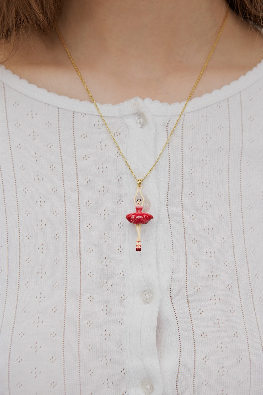 Ballerina With Pink Gradient Tutu Pendant Necklace | awdd3591