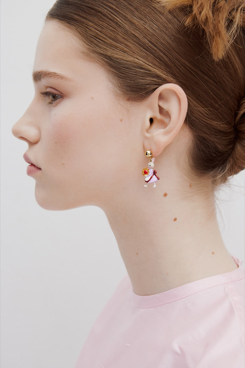 Asymmetrical Dangle Rabbit Hansel & Gretel. Earrings | AWHG1011