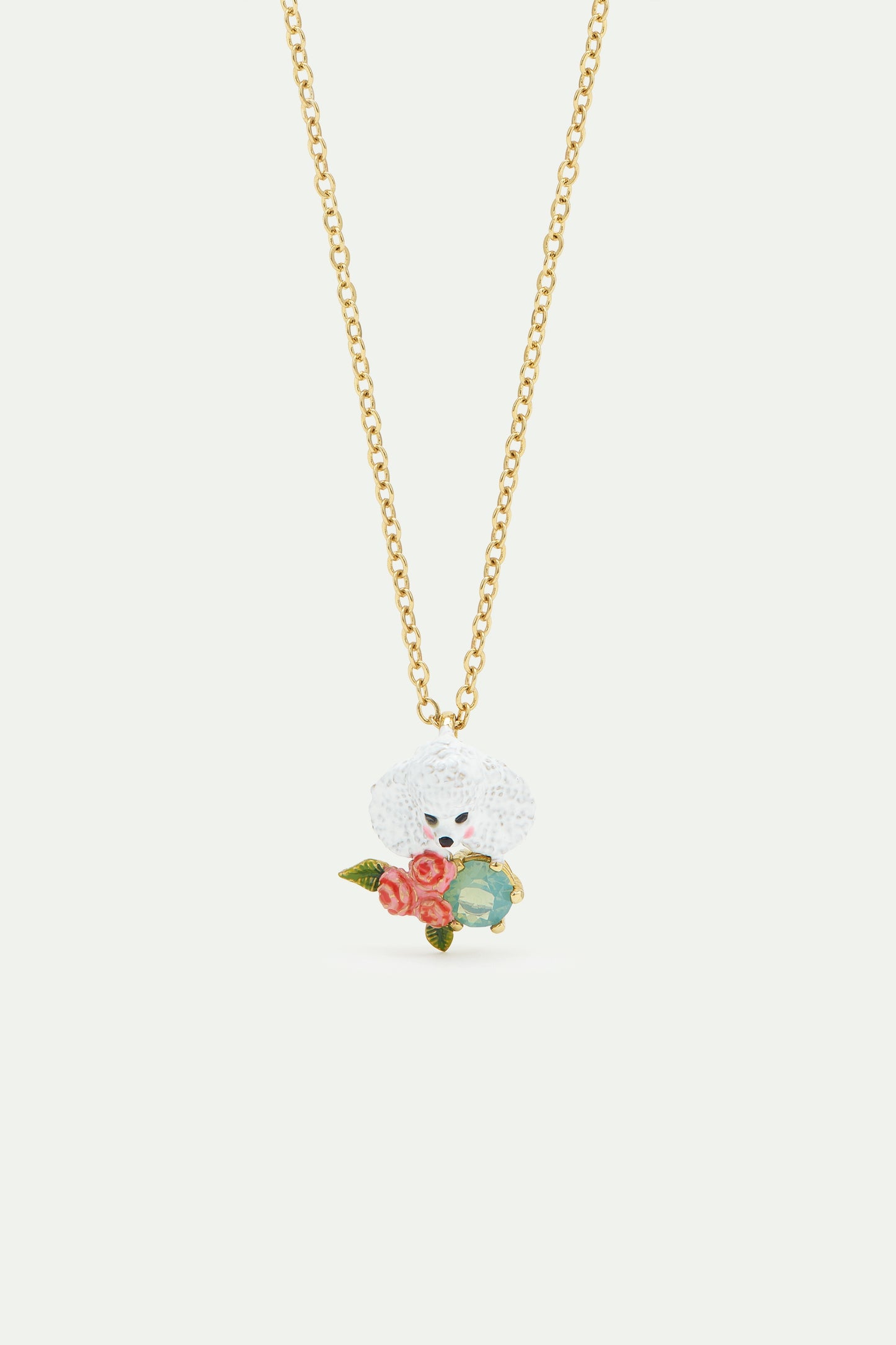Poodle Pendant Necklace With Roses