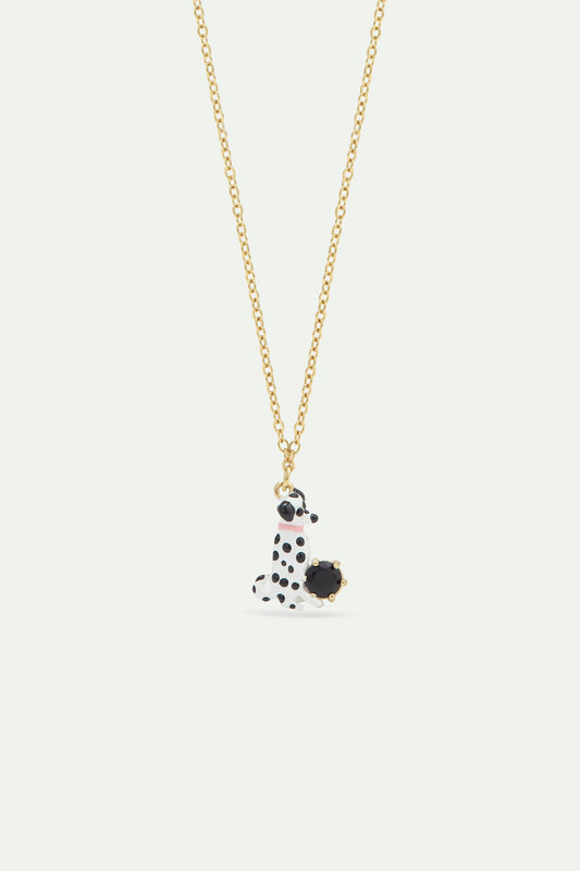 Dalmatian Black Crystal Pendant Necklace