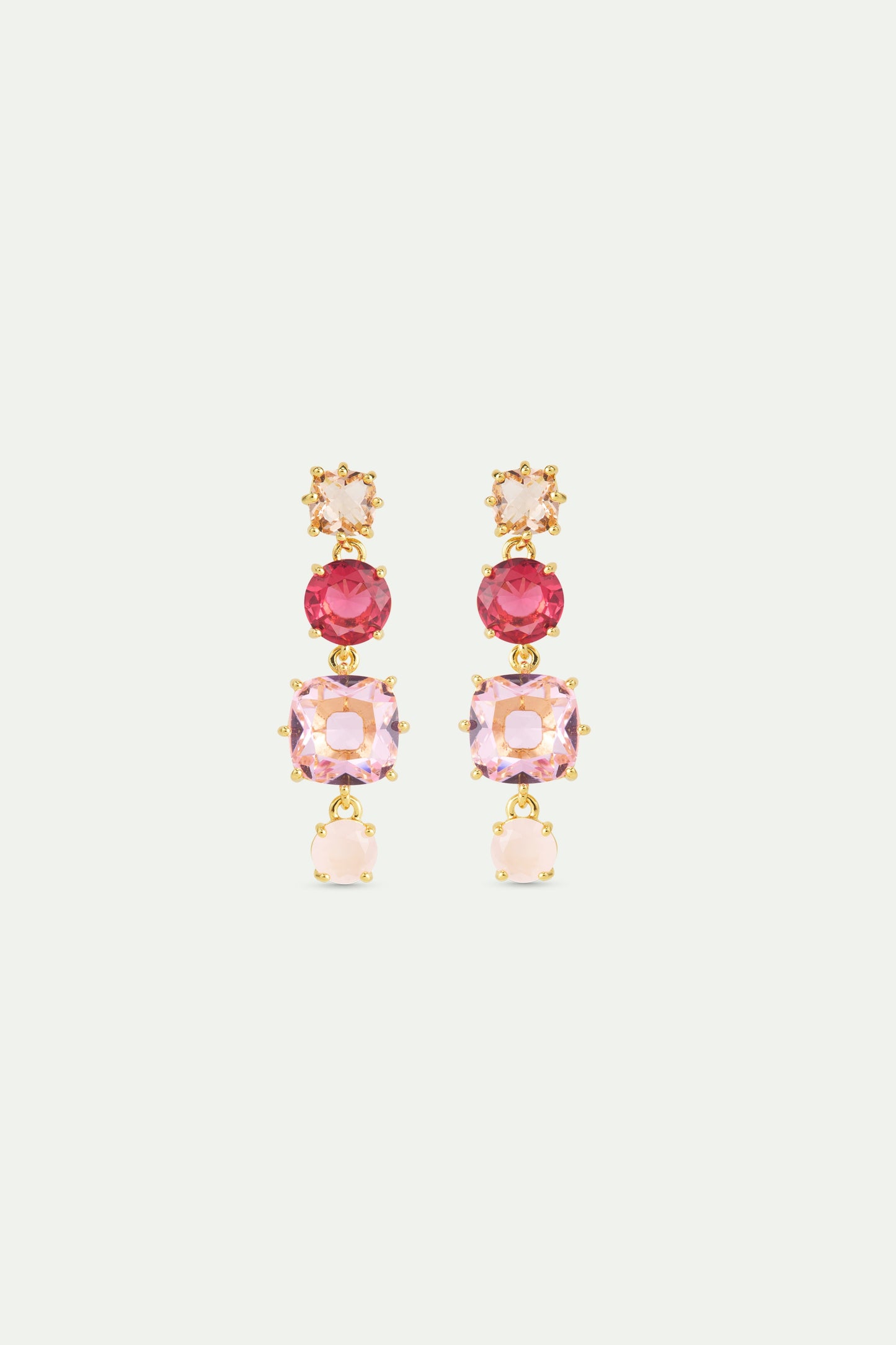 Gradient Pink Diamantine 4 Stones Earrings | AWLD1201