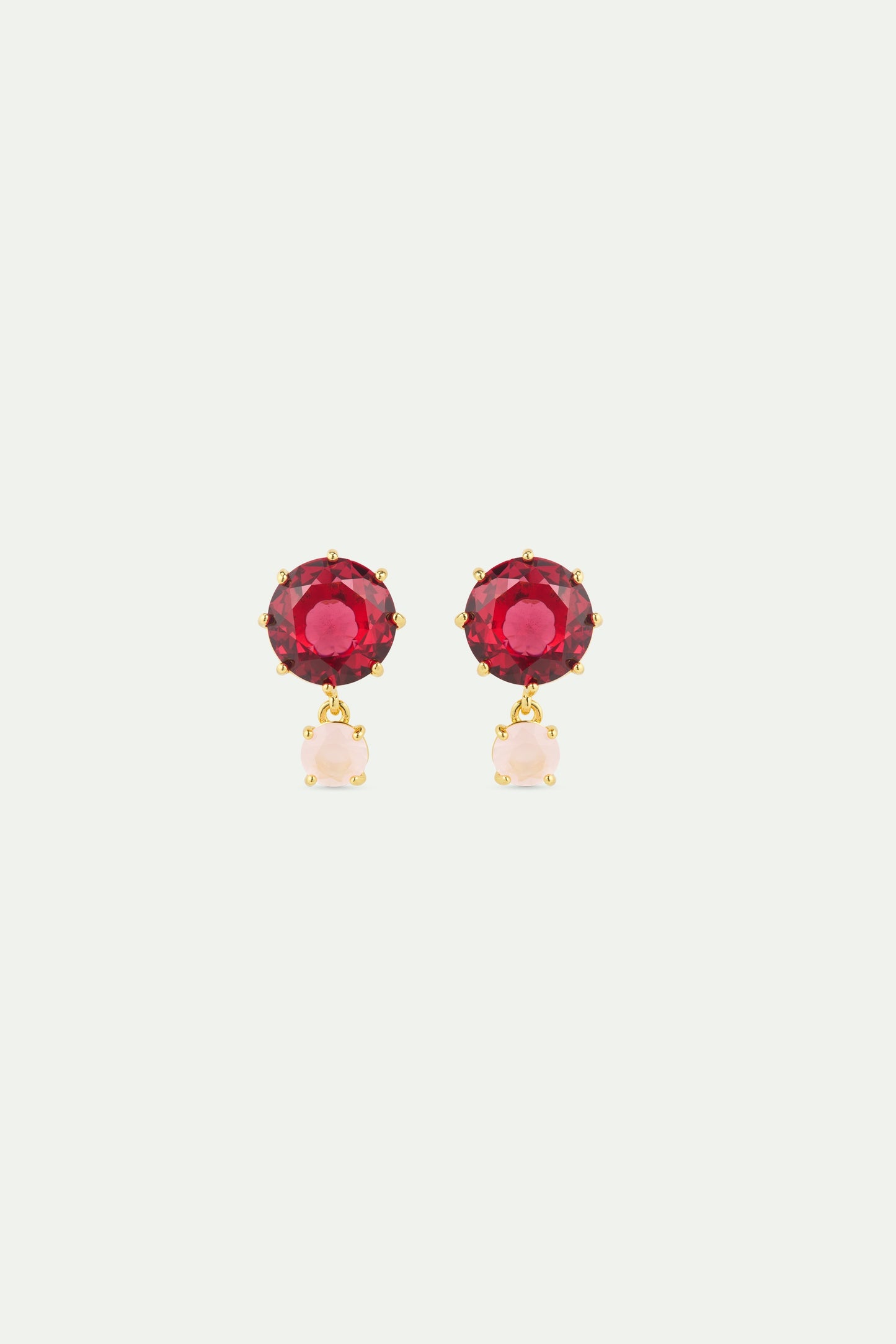 Two-Stone Dark & Light Pink Diamantine Earrings | AWLD1261
