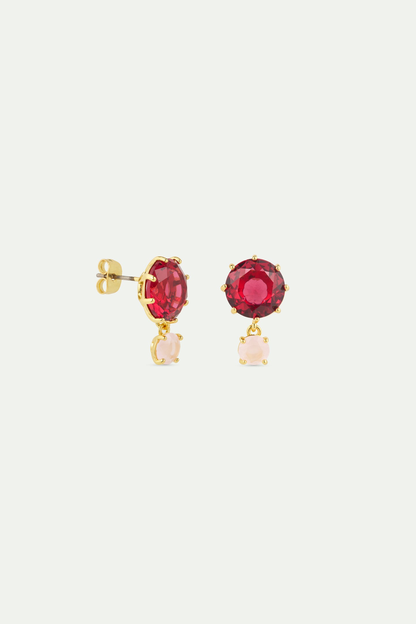 Two-Stone Dark & Light Pink Diamantine Earrings | AWLD1261