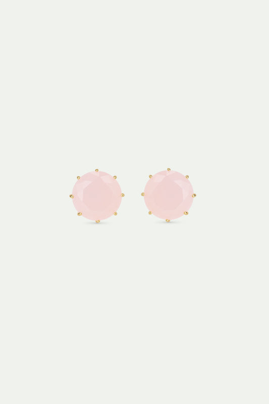 Light Pink Diamantine Round Stone Earrings