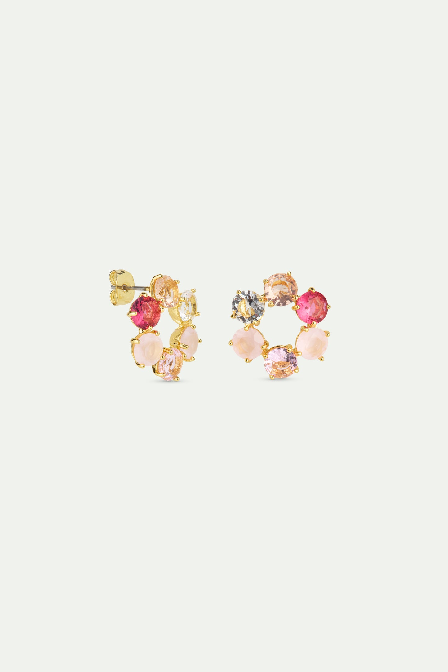 Gradient Pink Diamantine Six Stone Earrings