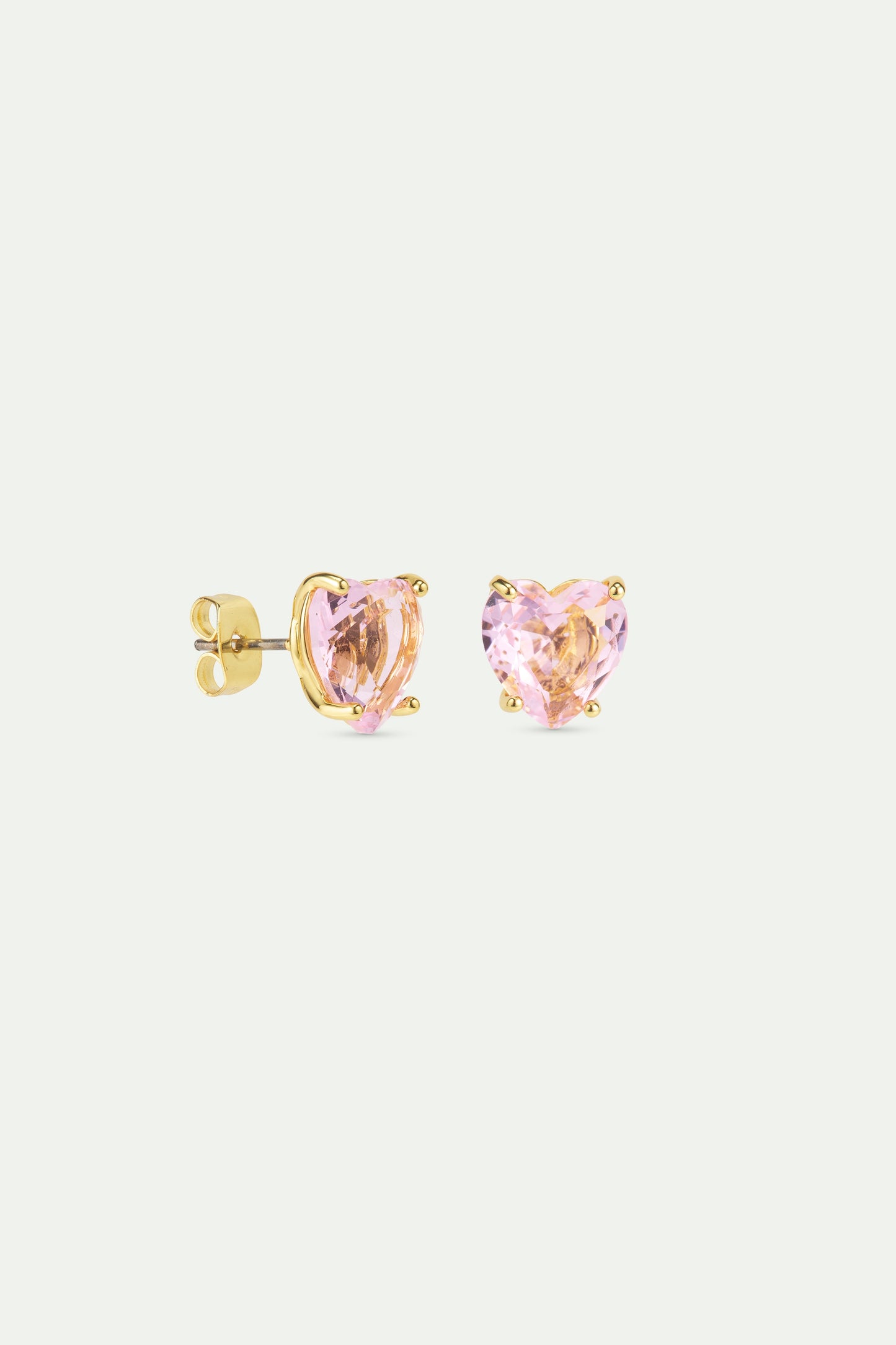 Light Pink Diamantine Heart-Shaped Earrings | AWLD1451