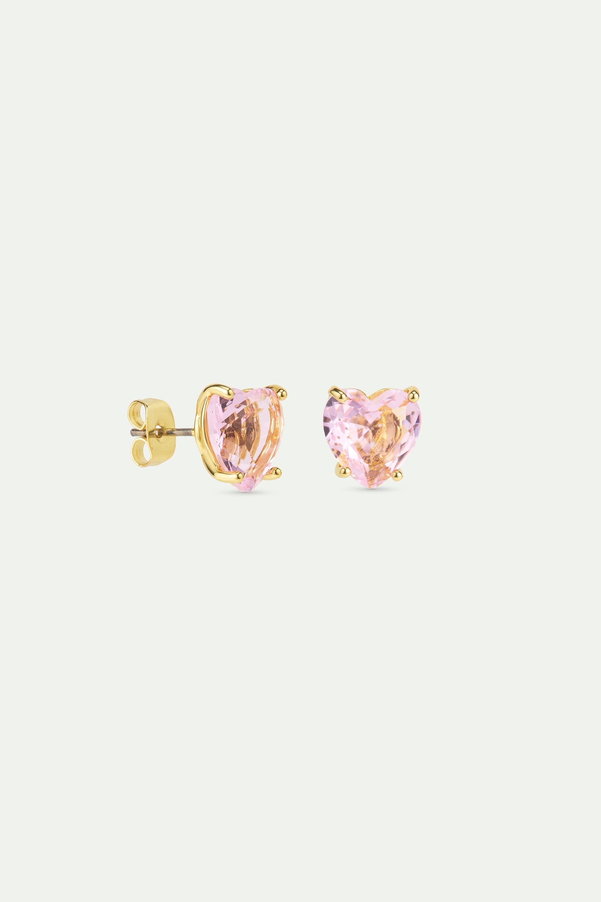 Light Pink Diamantine Heart-Shaped Earrings | AWLD1451