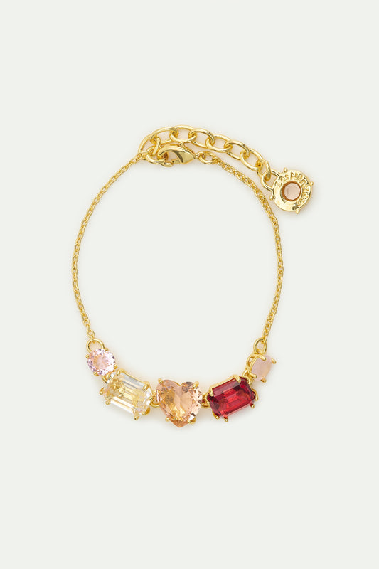 Gradient Pink Diamantine Fine Five Stones Bracelet