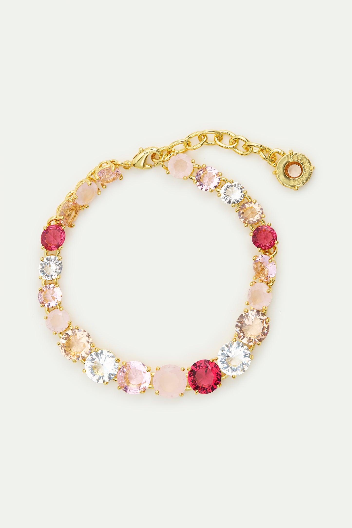 Gradient Pink Diamantine Fine Row Of Stones Bracelet