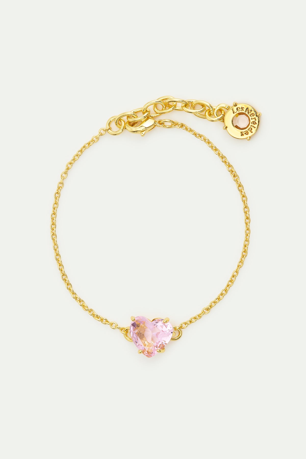 Light Pink Diamantine Fine Heart-Shaped Stone Bracelet | AWLD2531
