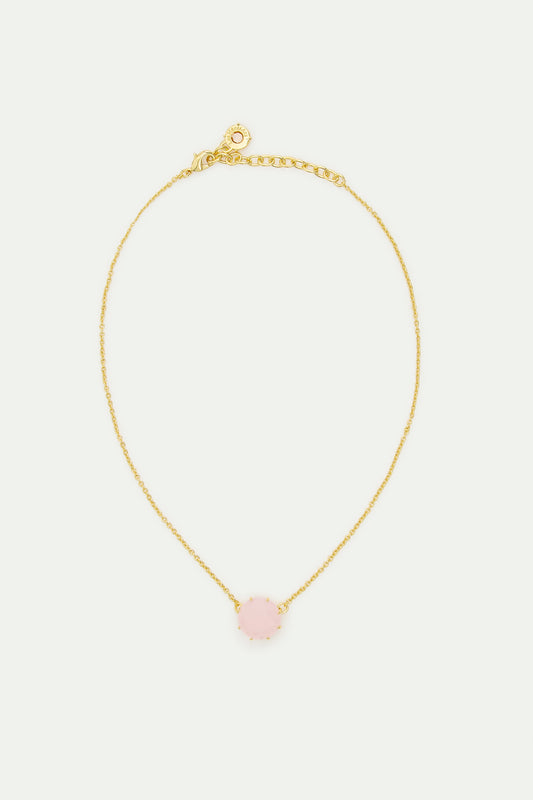 Light Pink Diamantine Fine Round Stone Necklace