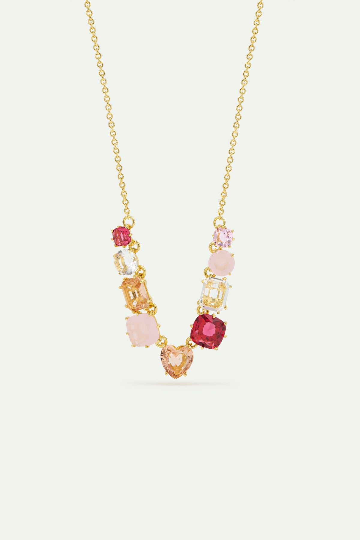 Gradient Pink Diamantine Fine 9 Stones Necklace | AWLD3181