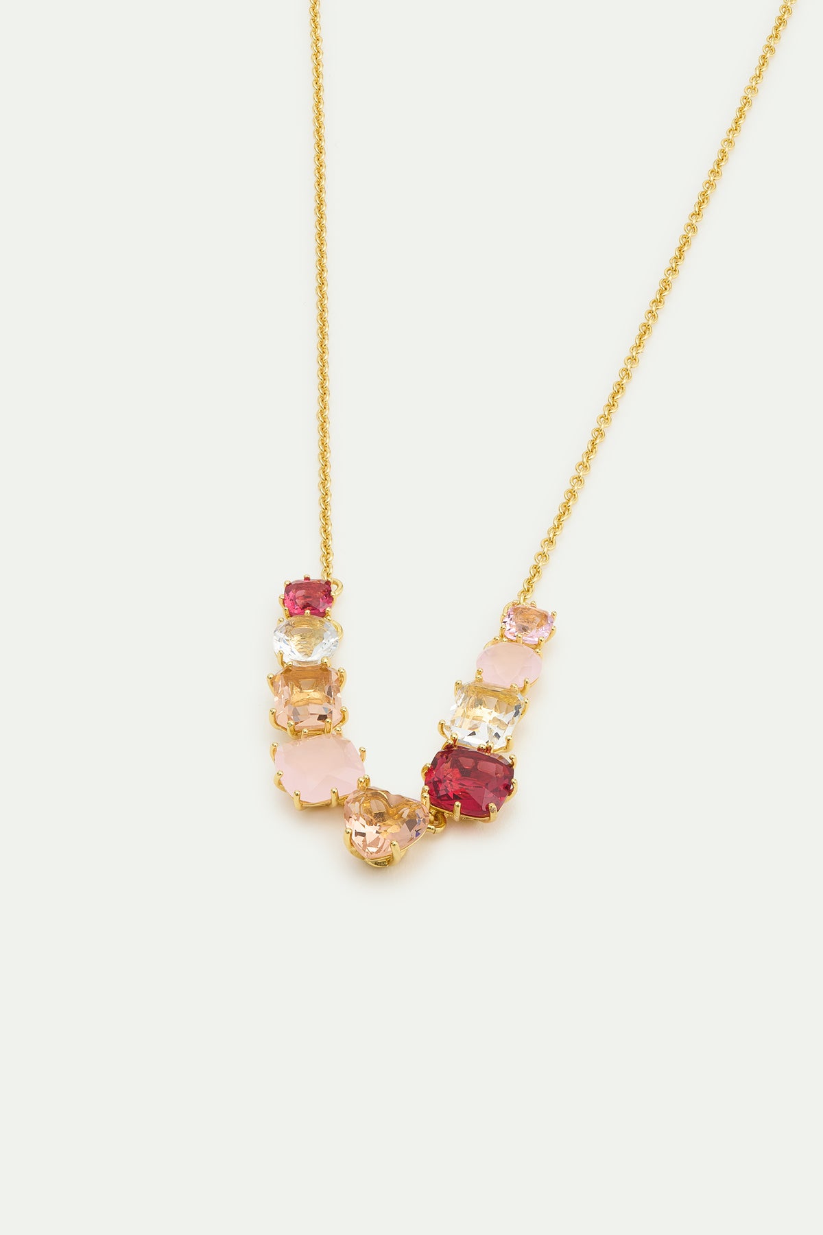 Gradient Pink Diamantine Fine 9 Stones Necklace | AWLD3181